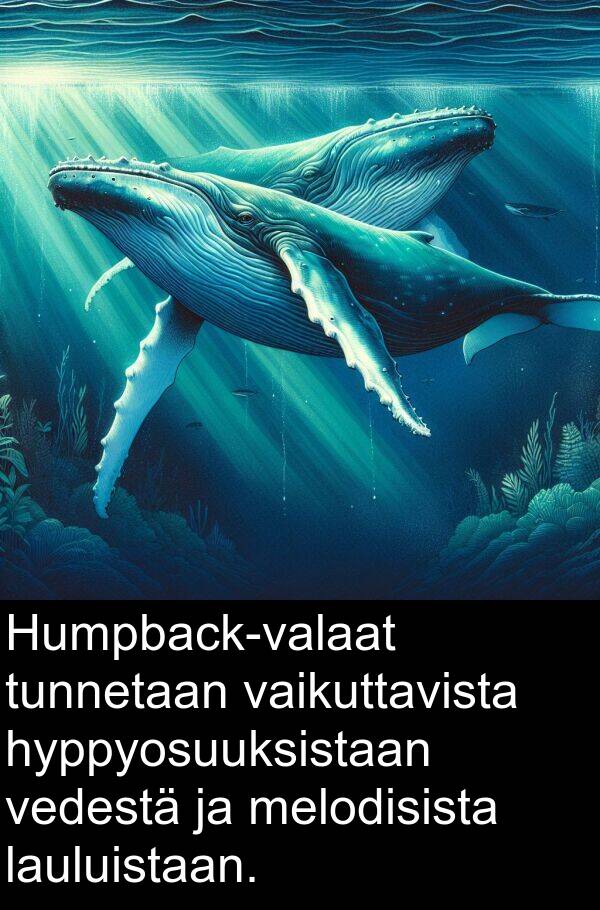 vedestä: Humpback-valaat tunnetaan vaikuttavista hyppyosuuksistaan vedestä ja melodisista lauluistaan.