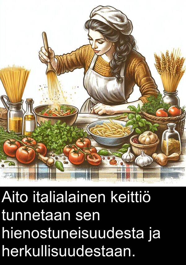 keittiö: Aito italialainen keittiö tunnetaan sen hienostuneisuudesta ja herkullisuudestaan.