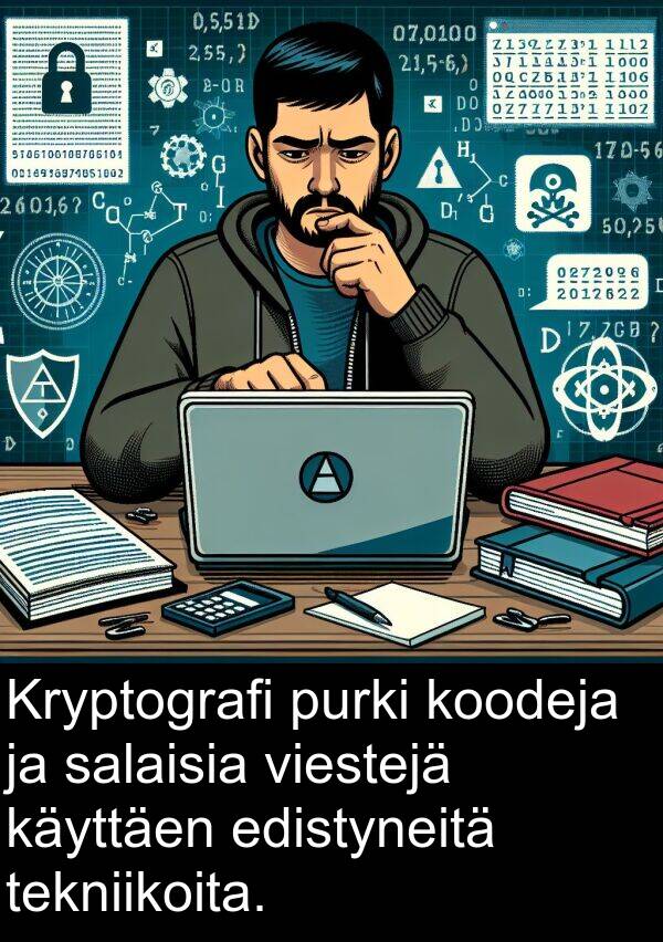 edistyneitä: Kryptografi purki koodeja ja salaisia viestejä käyttäen edistyneitä tekniikoita.