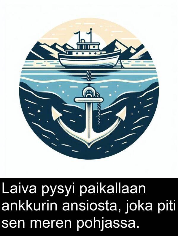 piti: Laiva pysyi paikallaan ankkurin ansiosta, joka piti sen meren pohjassa.