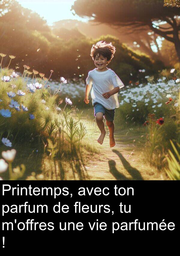 parfum: Printemps, avec ton parfum de fleurs, tu m'offres une vie parfumée !