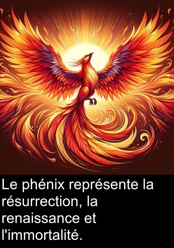 résurrection: Le phénix représente la résurrection, la renaissance et l'immortalité.