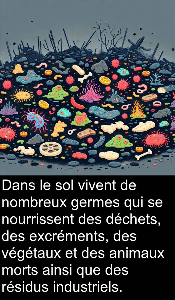 végétaux: Dans le sol vivent de nombreux germes qui se nourrissent des déchets, des excréments, des végétaux et des animaux morts ainsi que des résidus industriels.