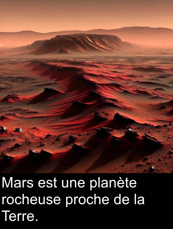 une: Mars est une planète rocheuse proche de la Terre.