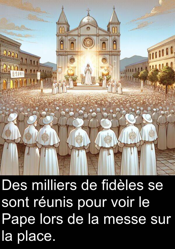 fidèles: Des milliers de fidèles se sont réunis pour voir le Pape lors de la messe sur la place.