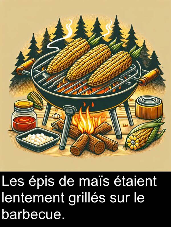 barbecue: Les épis de maïs étaient lentement grillés sur le barbecue.