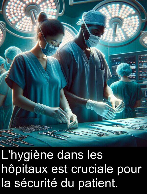 hôpitaux: L'hygiène dans les hôpitaux est cruciale pour la sécurité du patient.