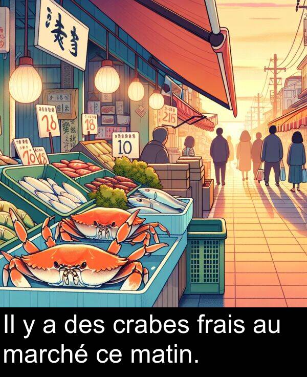 marché: Il y a des crabes frais au marché ce matin.