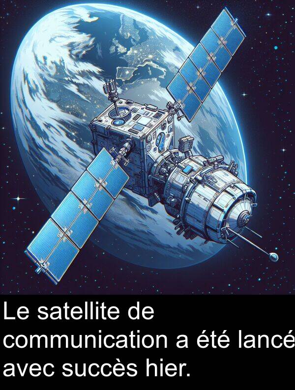 lancé: Le satellite de communication a été lancé avec succès hier.