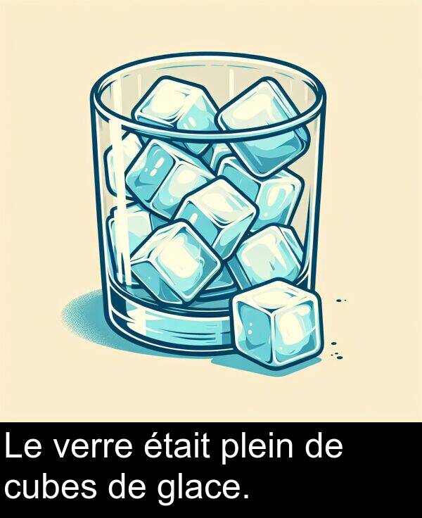 verre: Le verre était plein de cubes de glace.