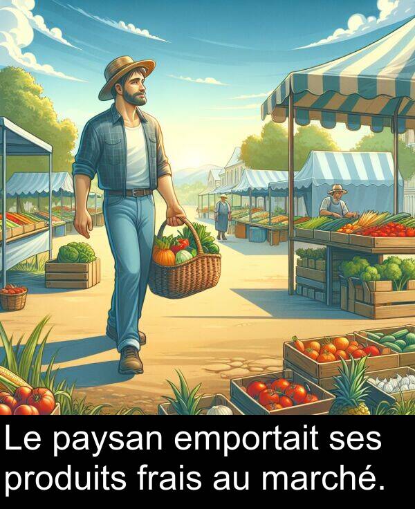 marché: Le paysan emportait ses produits frais au marché.