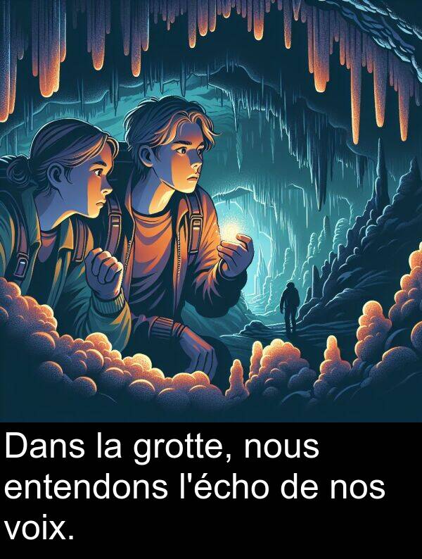 voix: Dans la grotte, nous entendons l'écho de nos voix.