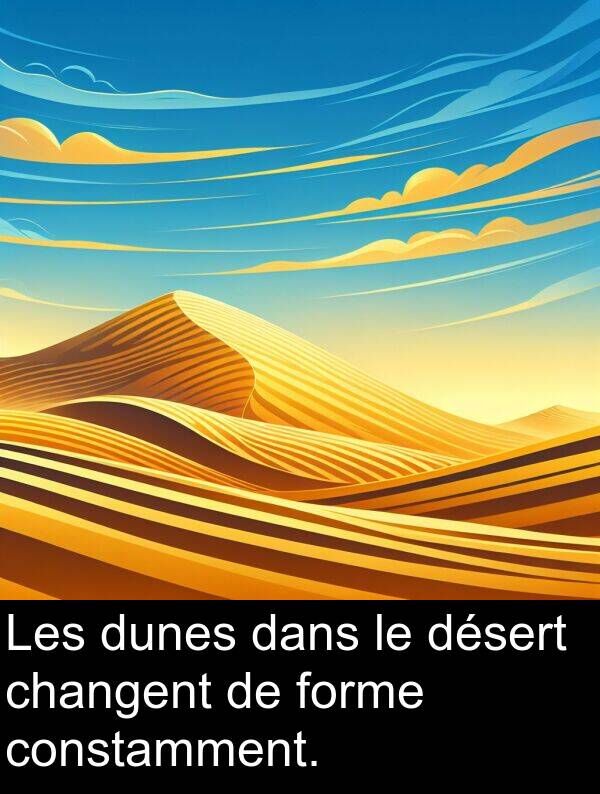 forme: Les dunes dans le désert changent de forme constamment.