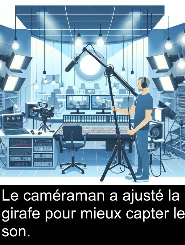 girafe: Le caméraman a ajusté la girafe pour mieux capter le son.