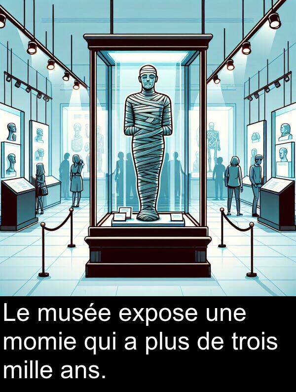 qui: Le musée expose une momie qui a plus de trois mille ans.