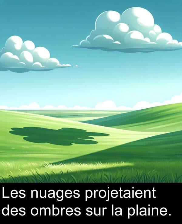 sur: Les nuages projetaient des ombres sur la plaine.