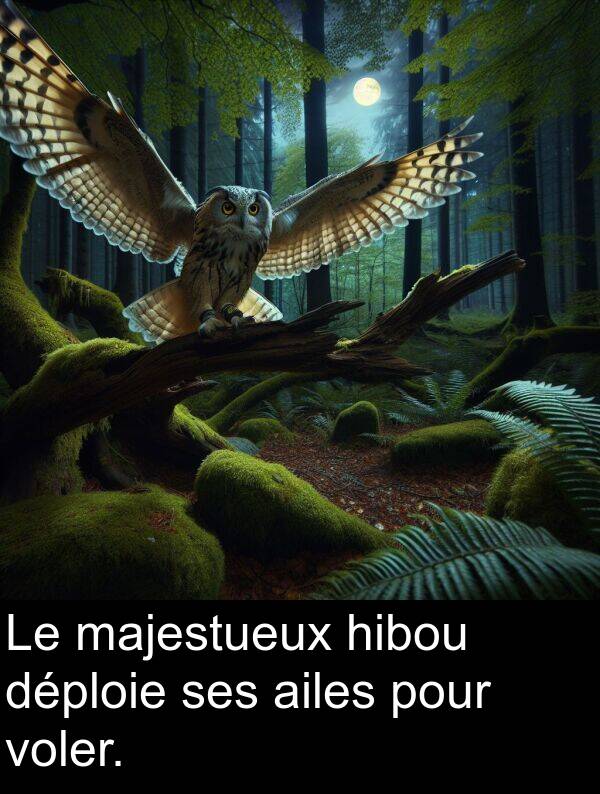 ailes: Le majestueux hibou déploie ses ailes pour voler.