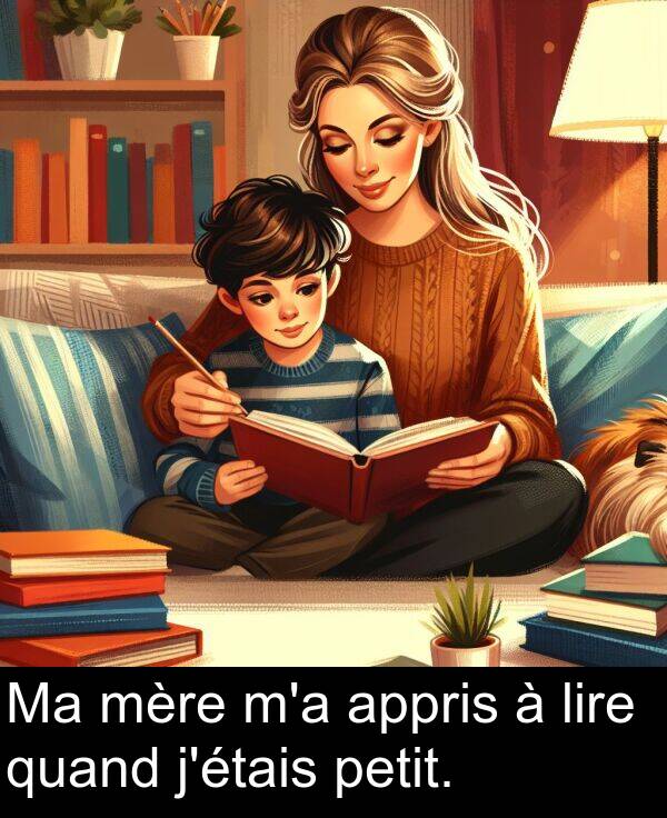 appris: Ma mère m'a appris à lire quand j'étais petit.