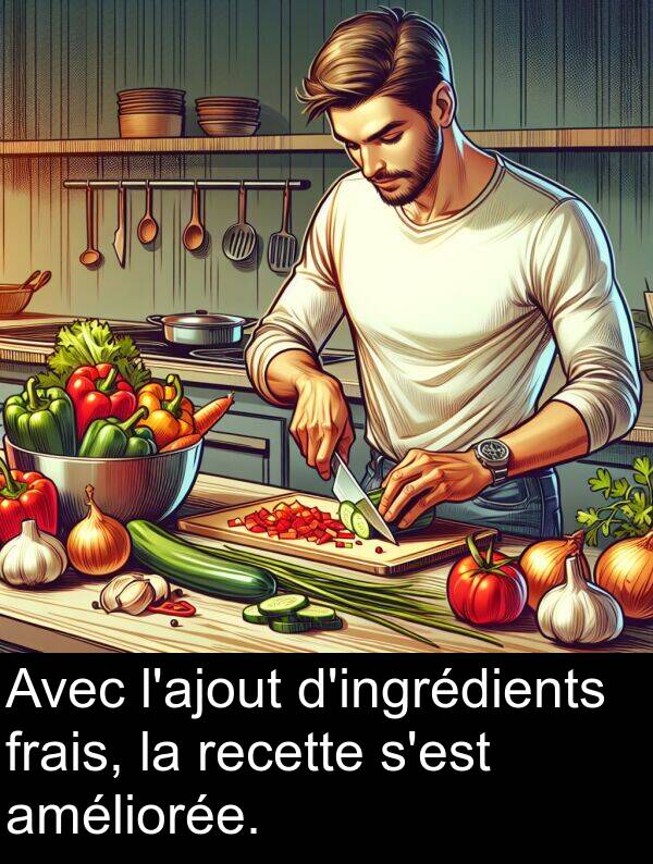 améliorée: Avec l'ajout d'ingrédients frais, la recette s'est améliorée.