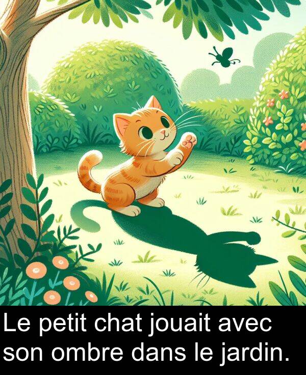 ombre: Le petit chat jouait avec son ombre dans le jardin.