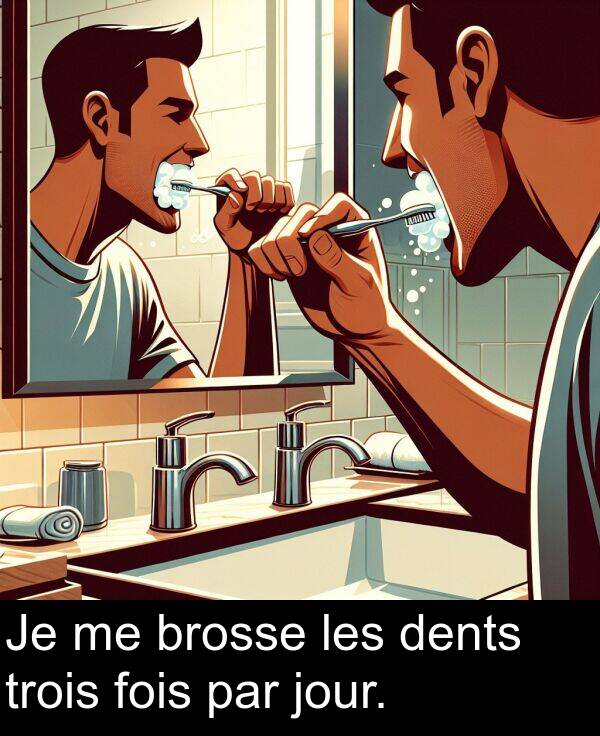 par: Je me brosse les dents trois fois par jour.