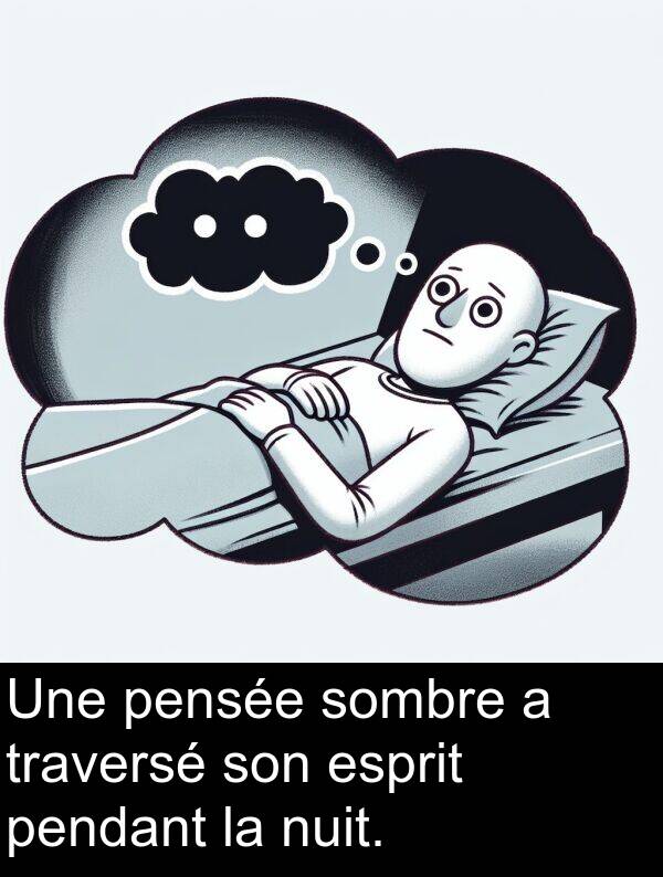 sombre: Une pensée sombre a traversé son esprit pendant la nuit.