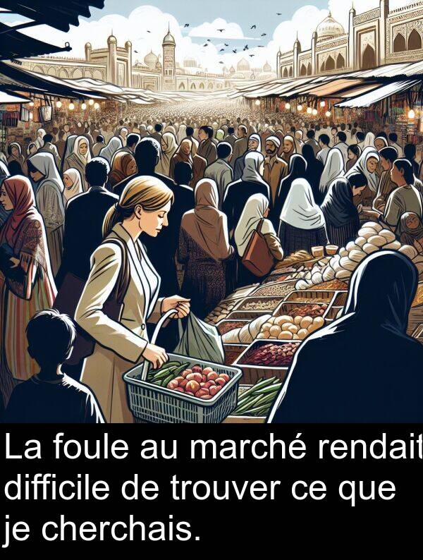 marché: La foule au marché rendait difficile de trouver ce que je cherchais.