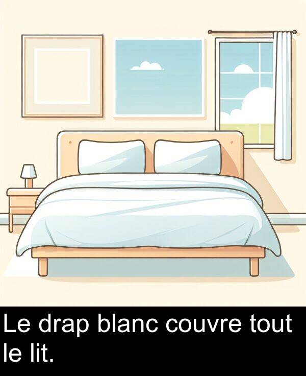 blanc: Le drap blanc couvre tout le lit.