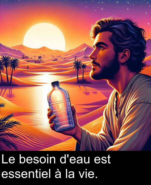 besoin: Le besoin d'eau est essentiel à la vie.