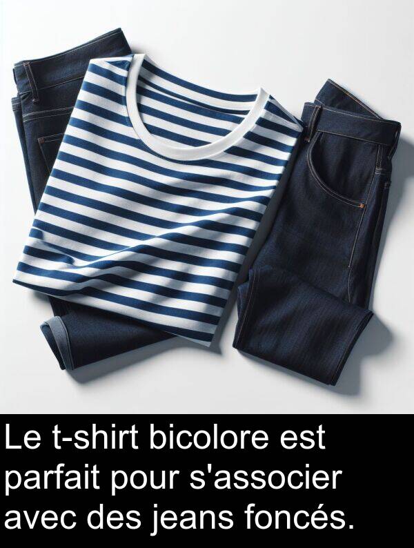 parfait: Le t-shirt bicolore est parfait pour s'associer avec des jeans foncés.