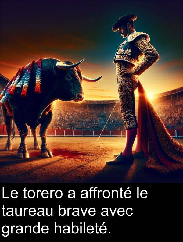 grande: Le torero a affronté le taureau brave avec grande habileté.