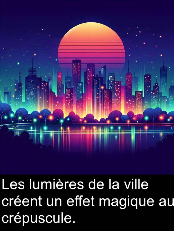 ville: Les lumières de la ville créent un effet magique au crépuscule.