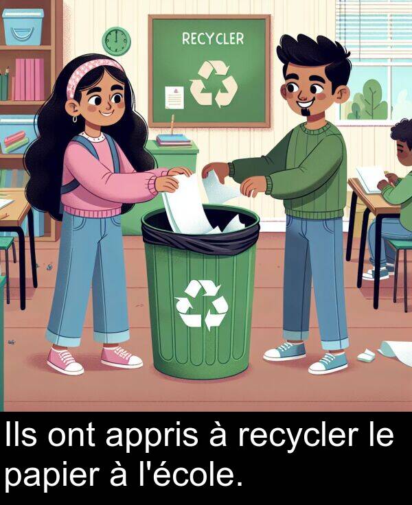 appris: Ils ont appris à recycler le papier à l'école.