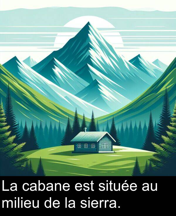 située: La cabane est située au milieu de la sierra.