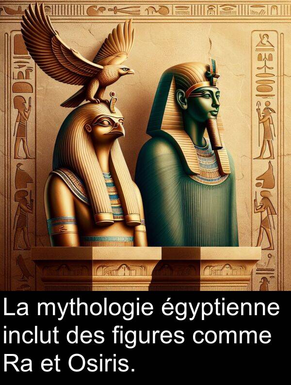 figures: La mythologie égyptienne inclut des figures comme Ra et Osiris.