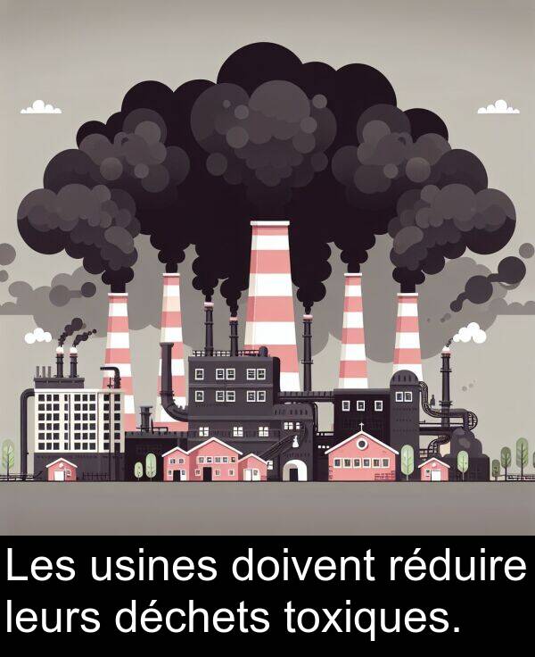 usines: Les usines doivent réduire leurs déchets toxiques.