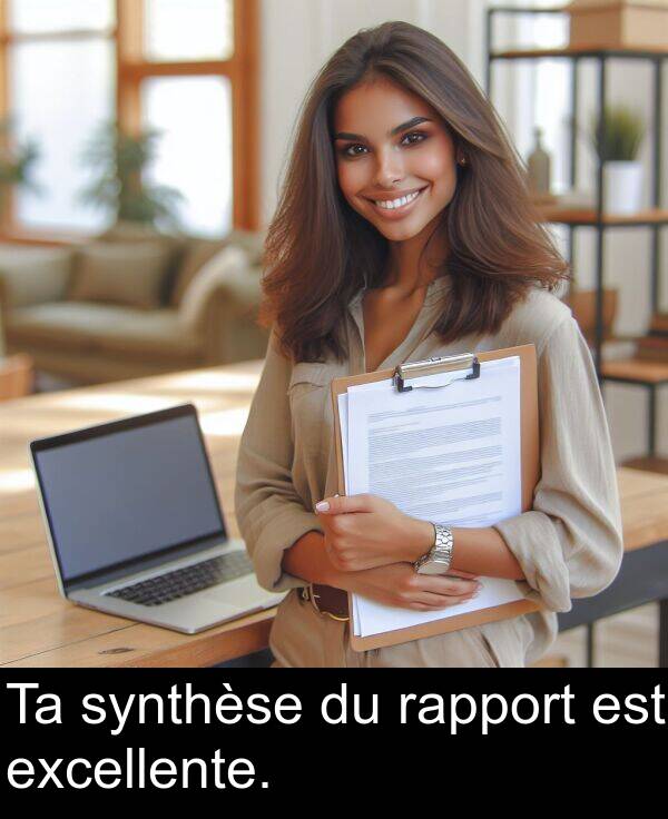 rapport: Ta synthèse du rapport est excellente.