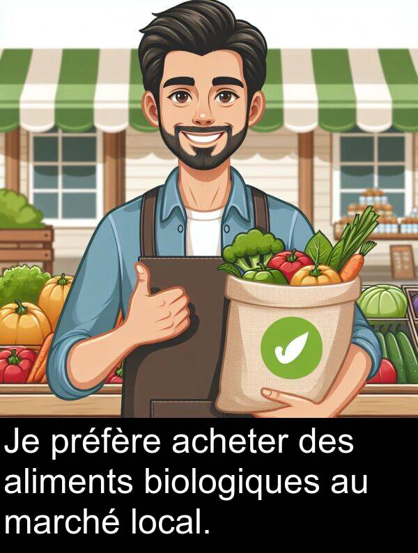 acheter: Je préfère acheter des aliments biologiques au marché local.