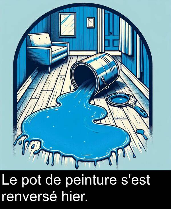 pot: Le pot de peinture s'est renversé hier.