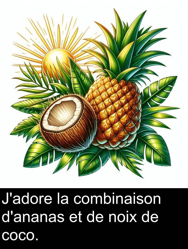 combinaison: J'adore la combinaison d'ananas et de noix de coco.