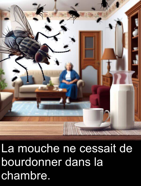 mouche: La mouche ne cessait de bourdonner dans la chambre.