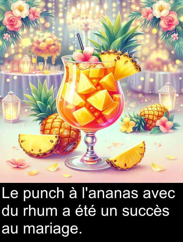 mariage: Le punch à l'ananas avec du rhum a été un succès au mariage.