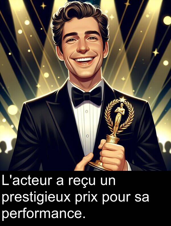 reçu: L'acteur a reçu un prestigieux prix pour sa performance.