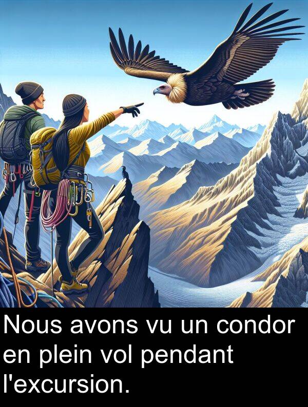 avons: Nous avons vu un condor en plein vol pendant l'excursion.