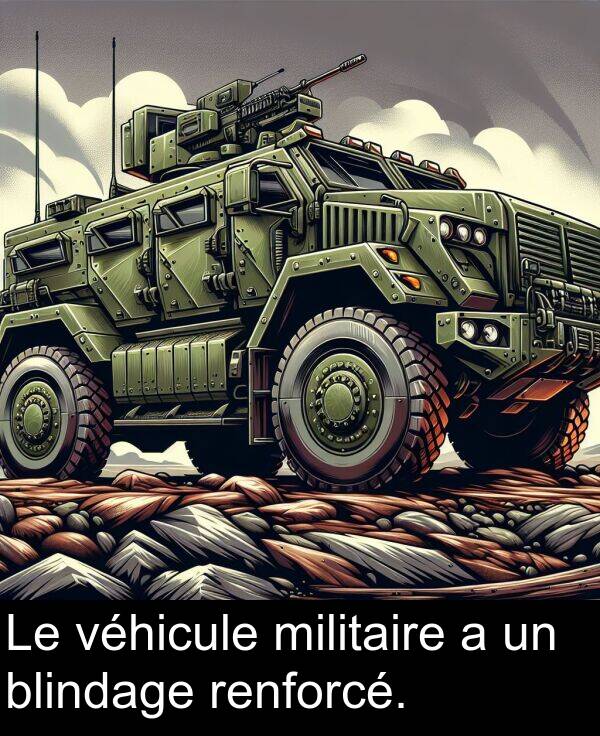 véhicule: Le véhicule militaire a un blindage renforcé.