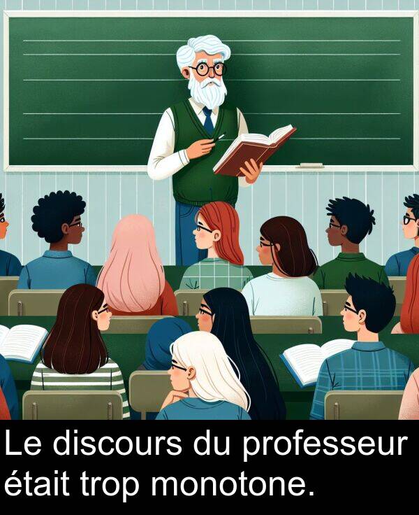 trop: Le discours du professeur était trop monotone.