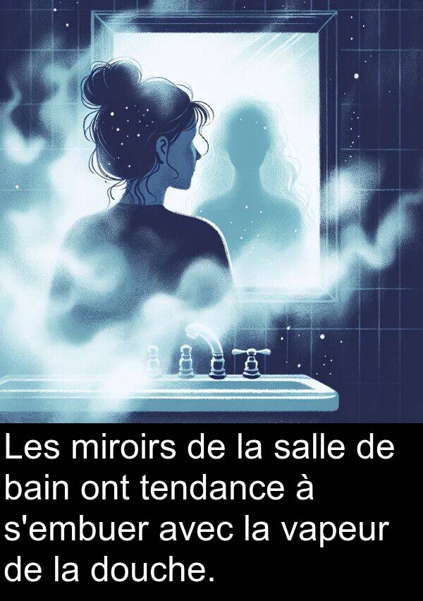 vapeur: Les miroirs de la salle de bain ont tendance à s'embuer avec la vapeur de la douche.