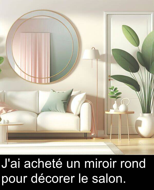 acheté: J'ai acheté un miroir rond pour décorer le salon.