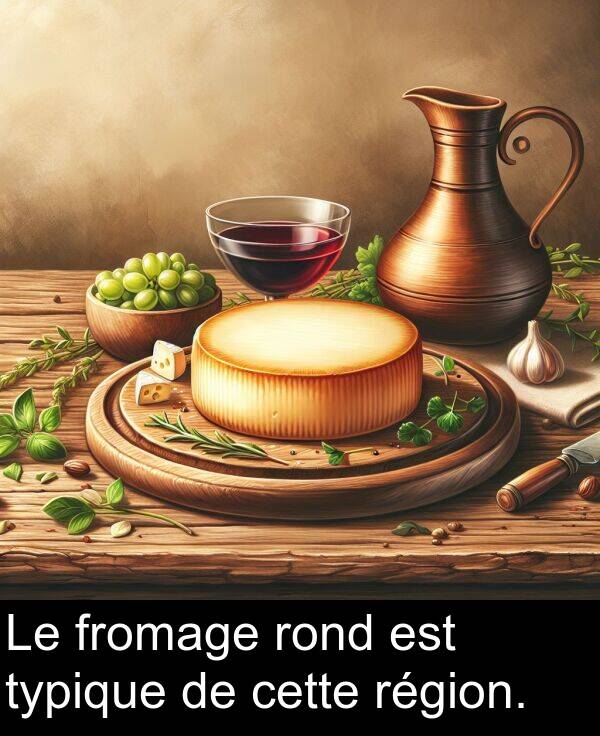 rond: Le fromage rond est typique de cette région.