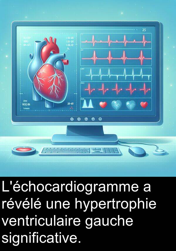 significative: L'échocardiogramme a révélé une hypertrophie ventriculaire gauche significative.